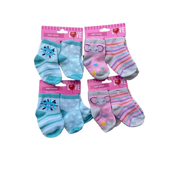 West Loop 8 pair baby socks 4 blue 4 pink SZ 0-6 months - Picture 2 of 2